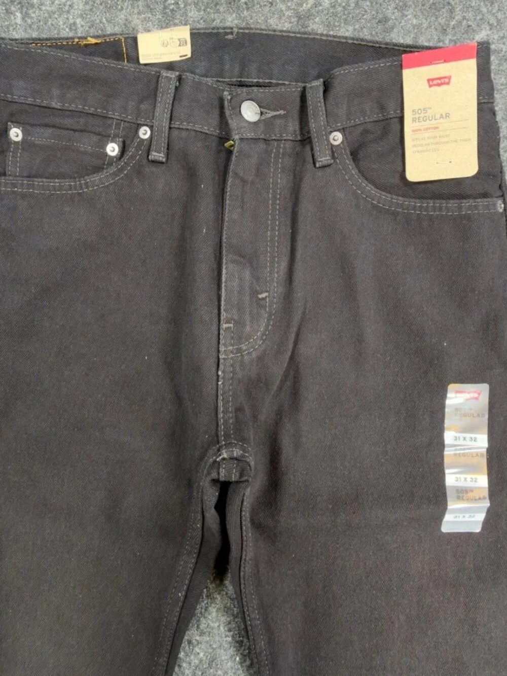 Levis 505 Jeans Mens 31x32 Black 100% Cotton Regular Fit Straight Leg NWT